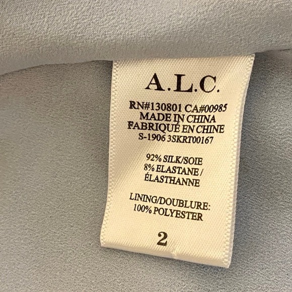 A.L.C. Geller Mini Skirt Gwen Stefani Silk Leopard Ruched Ruffle Blue Red Size 2 - Picture 7 of 10